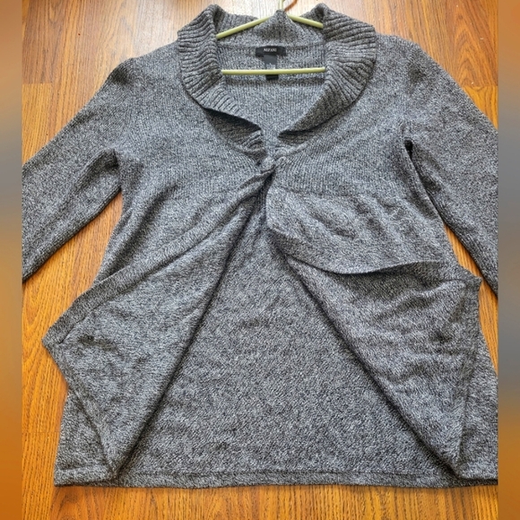 Alfani Grey Cowl Neck Knit Sweater Cardigan Women's Long Sleeve Size L - Picture 6 of 10